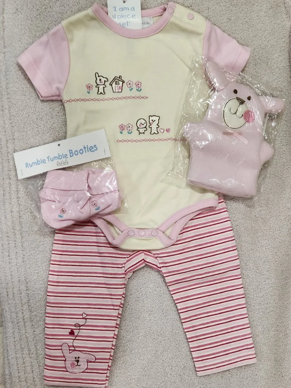 Rumble Tumble - Baby Girls' 4-Pc Bunny Pant Set w/Puppet